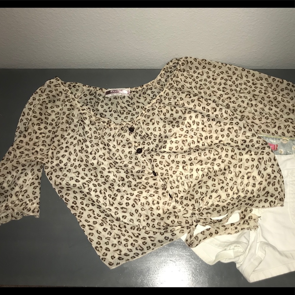 Mauve fashion top, leopard print, S